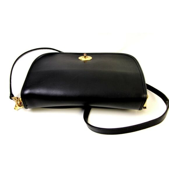 VTG TRADITIONAL TRENDS BLACK SADDLE GENUINE LEATHER SHOULDER BAG HANDBAG X-BODY - Picture 5 of 9